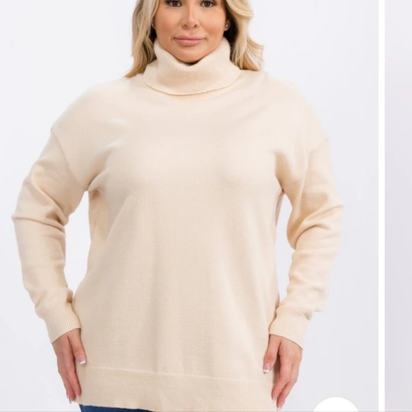 Cream Turtleneck Sweater XL, 1X, 2X - Picture 3 of 5
